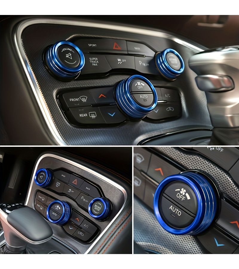3pcs Silvery Air Conditioning Knob Rings For Dodge Challenger Durango Grand Cherokee 2015 2022 Interior Decoration - Image 3