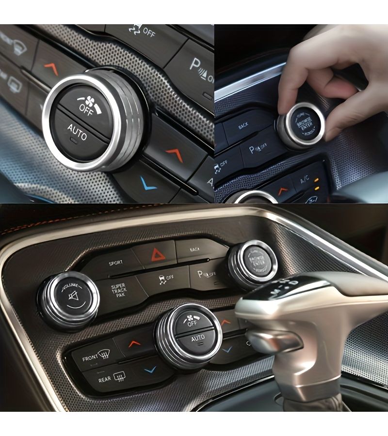 3pcs Silvery Air Conditioning Knob Rings For Dodge Challenger Durango Grand Cherokee 2015 2022 Interior Decoration - Image 4