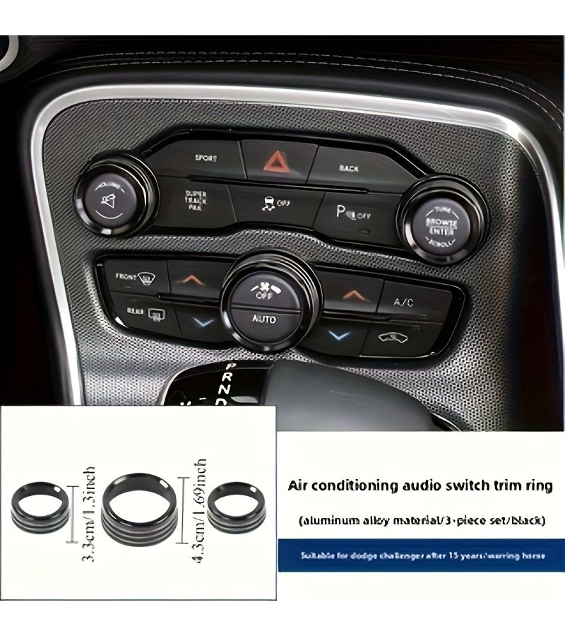3pcs Silvery Air Conditioning Knob Rings For Dodge Challenger Durango Grand Cherokee 2015 2022 Interior Decoration - Image 2