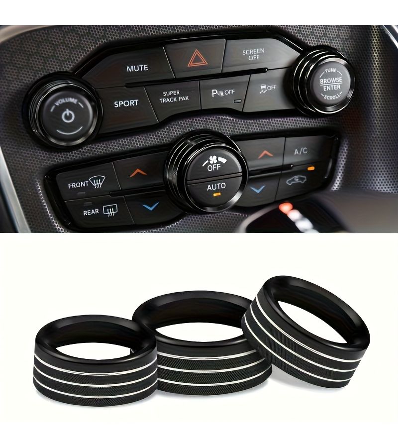 3pcs Silvery Air Conditioning Knob Rings For Dodge Challenger Durango Grand Cherokee 2015 2022 Interior Decoration - Image 5