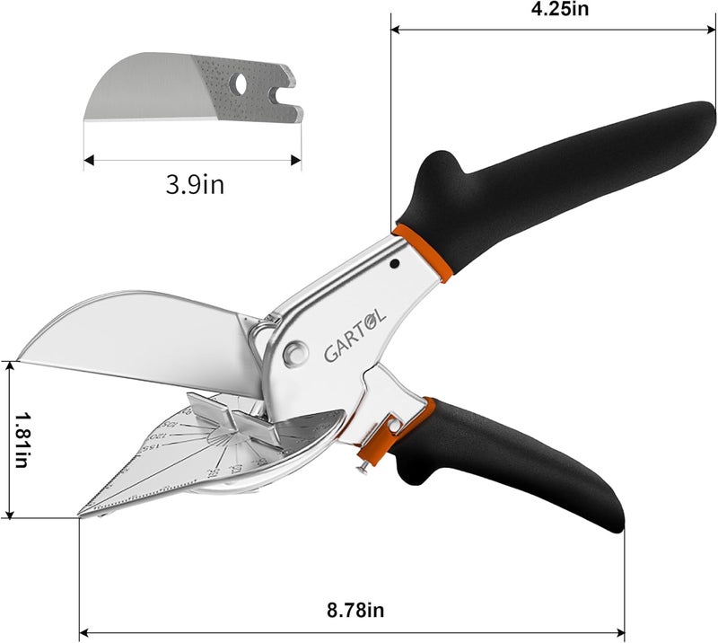 GARTOL Miter Shears- Multifunctional Trunking Shears for Angular Cutting of Moulding and Trim, Adjustable at 45 to 135 Degree, Hand Tools for Cutting Soft Wood, Plastic, PVC, with Replacement Blades - Image 2
