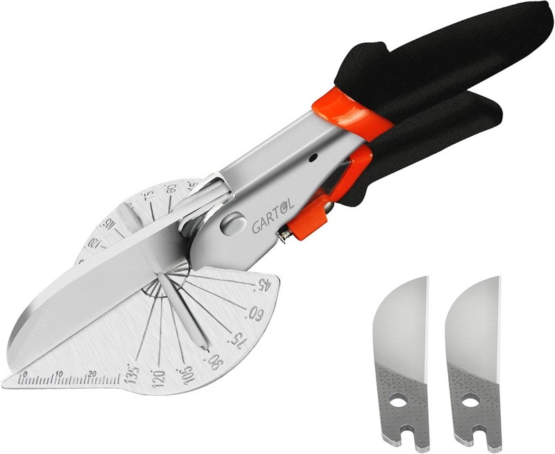 GARTOL Miter Shears- Multifunctional Trunking Shears for Angular Cutting of Moulding and Trim, Adjustable at 45 to 135 Degree, Hand Tools for Cutting Soft Wood, Plastic, PVC, with Replacement Blades - Image 1
