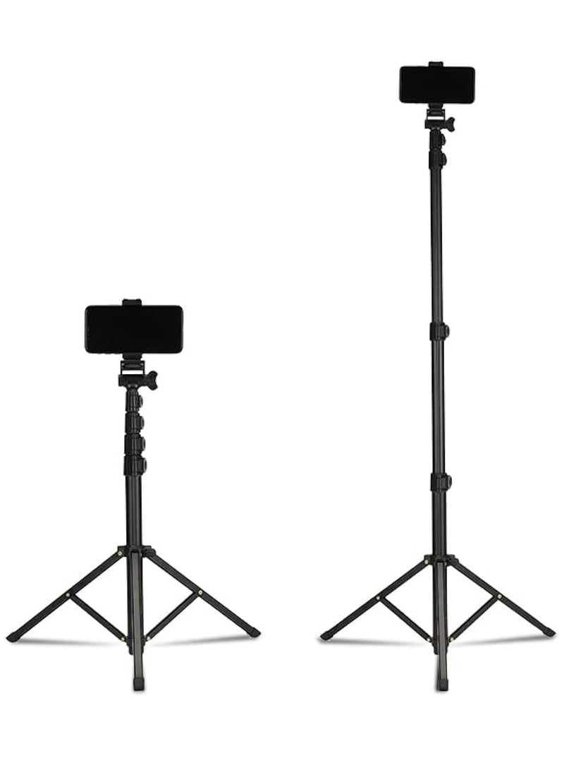 ELTRAZONE MT39 61-Inch Aluminum Extendable Tripod Stand with Selfie Stick and Phone Clip – Versatile Solution for Mobile Photography  - Image 1
