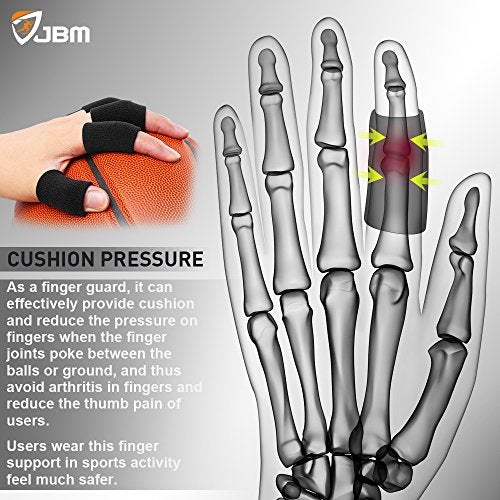 JBM Finger Sleeves 5Pack Sport Finger Brace Protector Compression Sleeve for Arthritis - Image 2