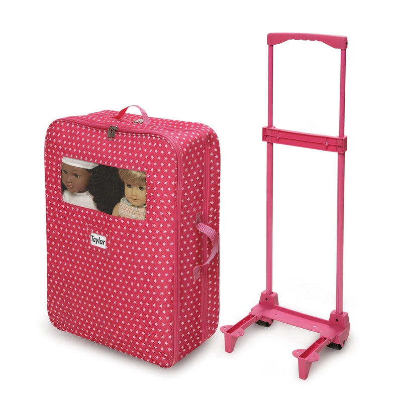 Badger Basket Double Trolley Doll Carrier with Two Sleeping Bags and Pillows – Perfect for 18-Inch Dolls in Pink Star Design - Image 4
