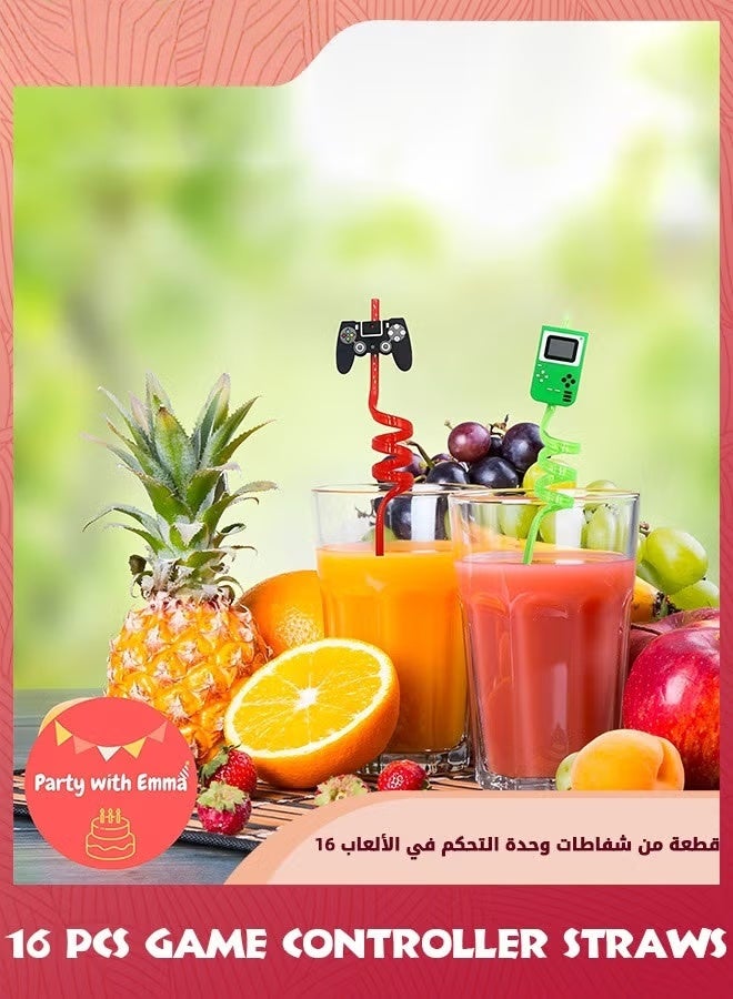 16 جهاز كمبيوتر شخصي القش الحزب,لعبة تحكم الشرب القش,فيديو لعبة الحزب المفضلات,قابلة لإعادة الاستخدام الألعاب القش البلاستيكية,هدايا Goodie للأطفال لاعب الشاطئ حزب الإمدادات الديكورات,القش القابل للتصرف,, - Image 2