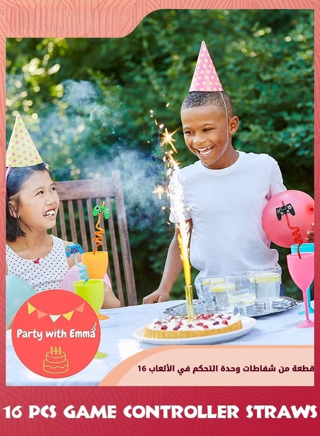 16 جهاز كمبيوتر شخصي القش الحزب,لعبة تحكم الشرب القش,فيديو لعبة الحزب المفضلات,قابلة لإعادة الاستخدام الألعاب القش البلاستيكية,هدايا Goodie للأطفال لاعب الشاطئ حزب الإمدادات الديكورات,القش القابل للتصرف,, - Image 4