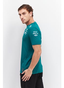 Aston Martin Men Sportswear Fit Short Sleeve Brand Logo Training T-Shirt, Green  - Image 2