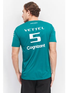 Aston Martin Men Sportswear Fit Short Sleeve Brand Logo Training T-Shirt, Green  - Image 3