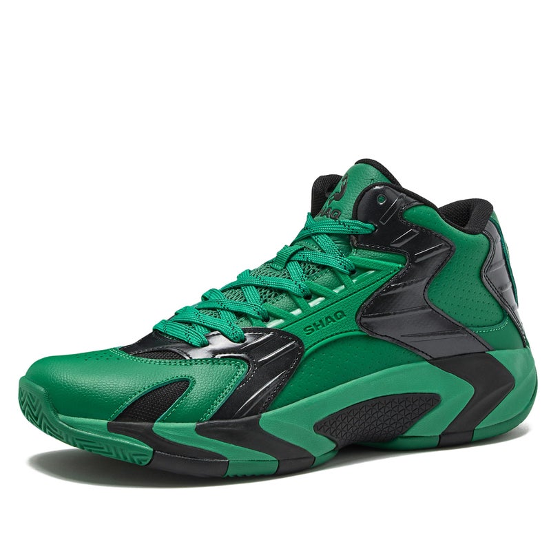 SHAQ Devastator 2.0 High Top Basketball Shoes for Men, Indoor or Outdoor Court Basketball Mens Sneakers - Black, White, Green or Blue Size 8 to 13 - Dark Green/Black, 10 Medium - Image 1