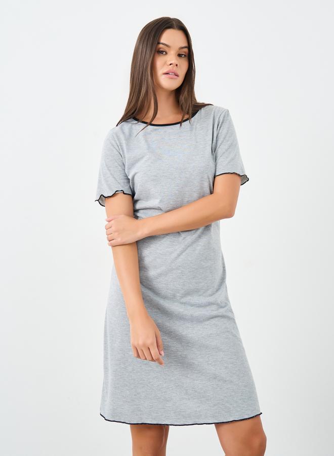 Styli Back Lace Bow Detail Contrast Hem Sleep T-Shirt Dress - Image 2