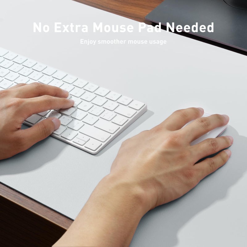 Aothia Leather Desk Pad Protector, Large Mouse Pad, Office Mat, Non-Slip PU Leather Blotter, Laptop Desk Pad, Waterproof Writing Pad for Office and Home (Barely Grey, 23.6" x 13.7") - Image 3