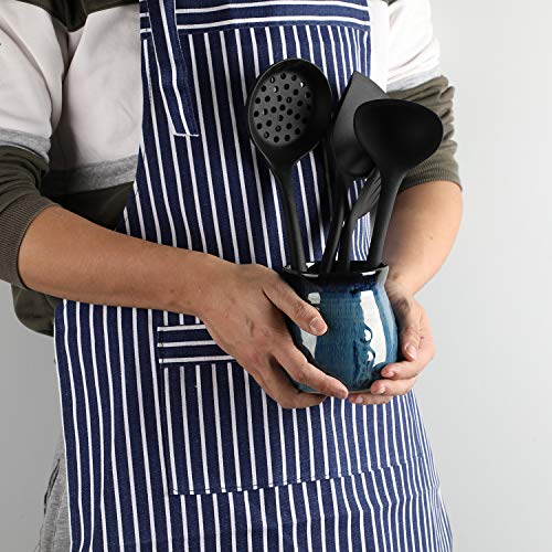 HAOTOP Ceramic Utensil Holder, Small Utensil Crock Ideal for Spoons, Forks and Knives, Easy to Clean 30 oz (Gradient Blue) - Image 5