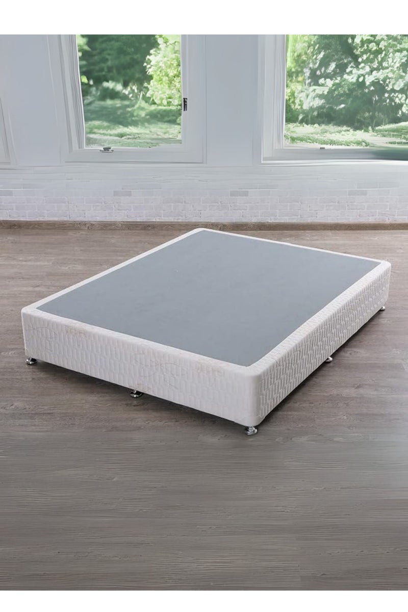 Karnak Premium Divan Bed Base with Chrome Legs – King Size 180cm x 200cm , White Woven Fabric – Modern Minimalist Foundation Platform for Mattress – Durable & Stylish Support - Image 2