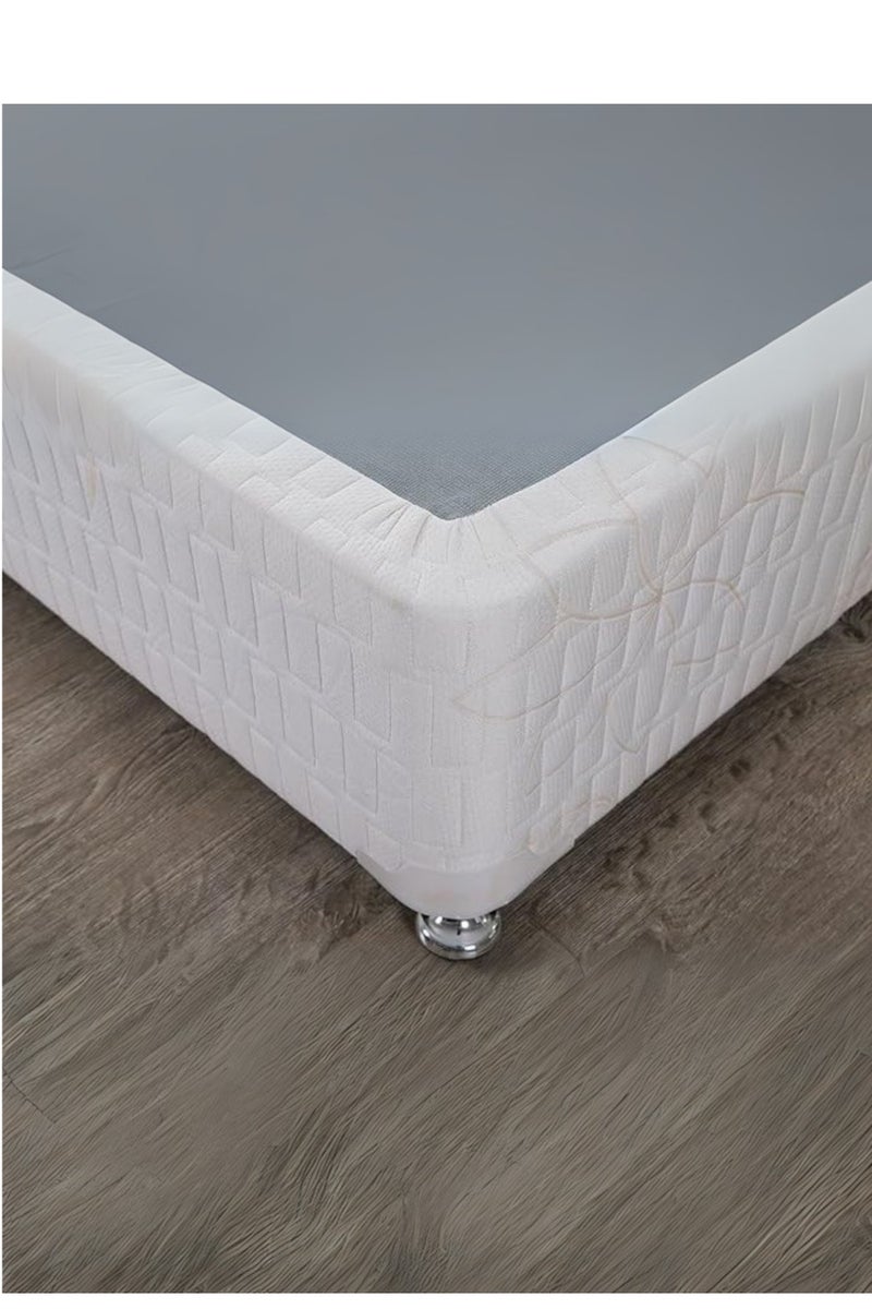 Karnak Premium Divan Bed Base with Chrome Legs – King Size 180cm x 200cm , White Woven Fabric – Modern Minimalist Foundation Platform for Mattress – Durable & Stylish Support - Image 3