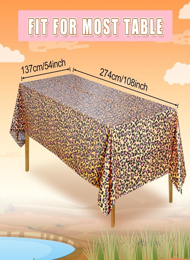 MASHAN 4Pack Animal Safari Tablecloth Jungle Animal Zoo Theme Party Table Cloth Leopard Tiger Zebra Giraffe Print Table Cover for Jungle Safari Birthday Baby Shower Party Decorations (Four Styles) - Image 2