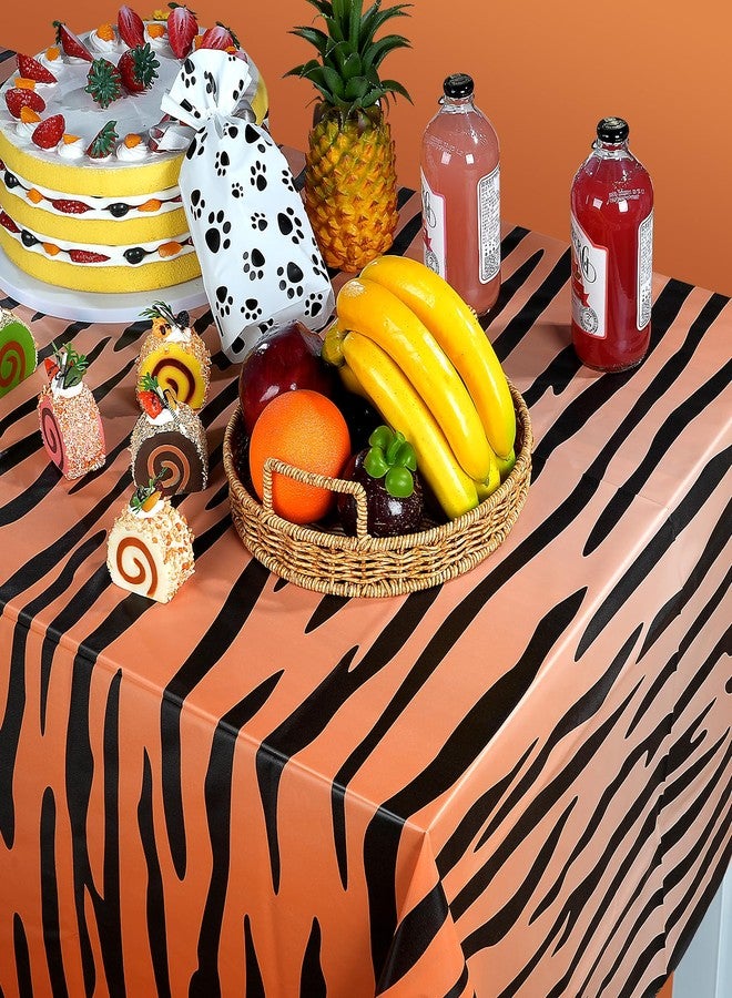 MASHAN 4Pack Animal Safari Tablecloth Jungle Animal Zoo Theme Party Table Cloth Leopard Tiger Zebra Giraffe Print Table Cover for Jungle Safari Birthday Baby Shower Party Decorations (Four Styles) - Image 5