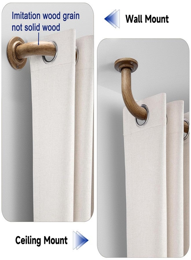 UNCONSIL Wood Curtain Rods for Windows: 1 Inch Diameter Heavy Duty Adjustable Curtain Rod 72" to 144", Wood Grain Pattern Blackout Wrap Around Windows Rod for Indoor and Outdoor,Room Darkening Drapery Rods - Image 2