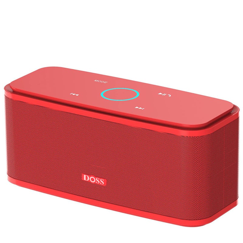 DOSS SoundBox Touch Wireless Bluetooth Speaker-12W HD Sound with Rich Bass, IPX5 Waterproof, 20H Playtime, Ideal Christmas & White Elephant Gift for Men, Women, Teens, Office, Home, Travel-Red - Image 1