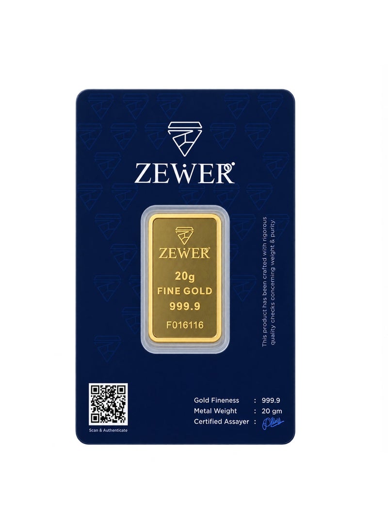 Zewer 20g 24K 999.9 Fine Gold Bar with Burj Khalifa Design - Image 1