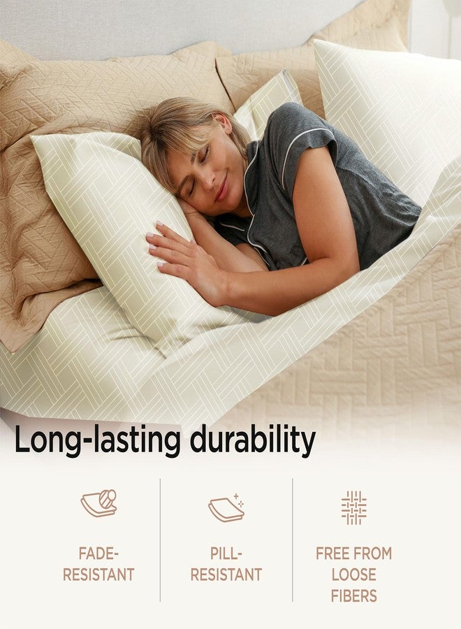 Threadmill Luxury 100% Cotton Full Bed-Sheets - 800 Thread Count Jacquard Celine Ivory,4 Pc Striped Best Sheets for Bed, Damask Sheets with Elasticized Deep Pocket - Image 5