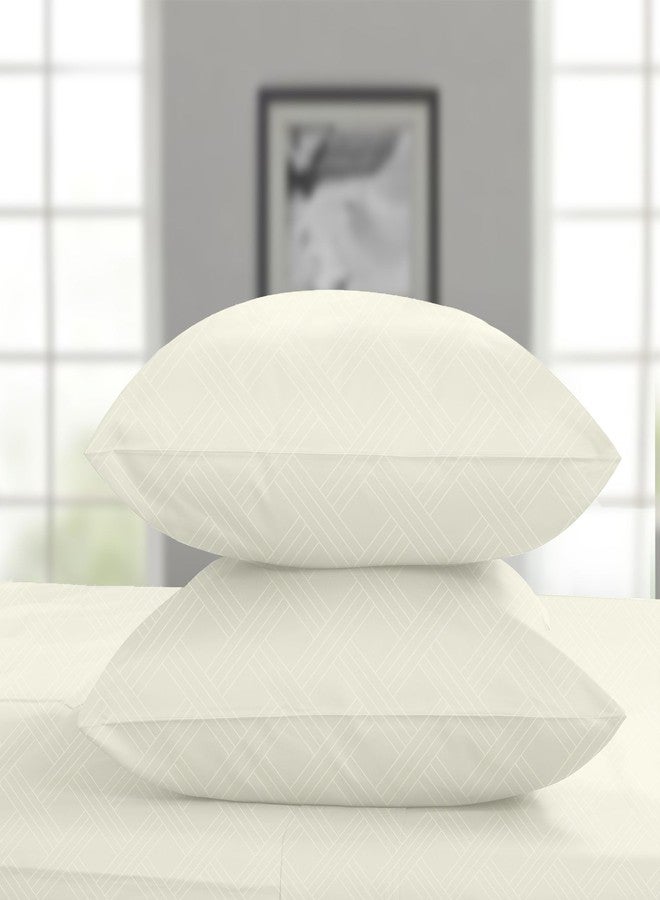 Threadmill Luxury 100% Cotton Full Bed-Sheets - 800 Thread Count Jacquard Celine Ivory,4 Pc Striped Best Sheets for Bed, Damask Sheets with Elasticized Deep Pocket - Image 4