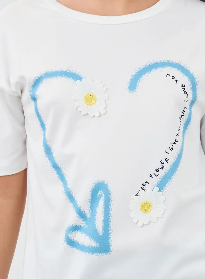 Styli Styli Heart Graphic Oversized T-Shirt and Shorts Set