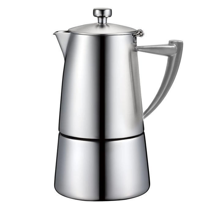 ROMA SATIN STAINLESS STEEL MOKA POT STOVETOP ESPRESSO MAKER 6CUP