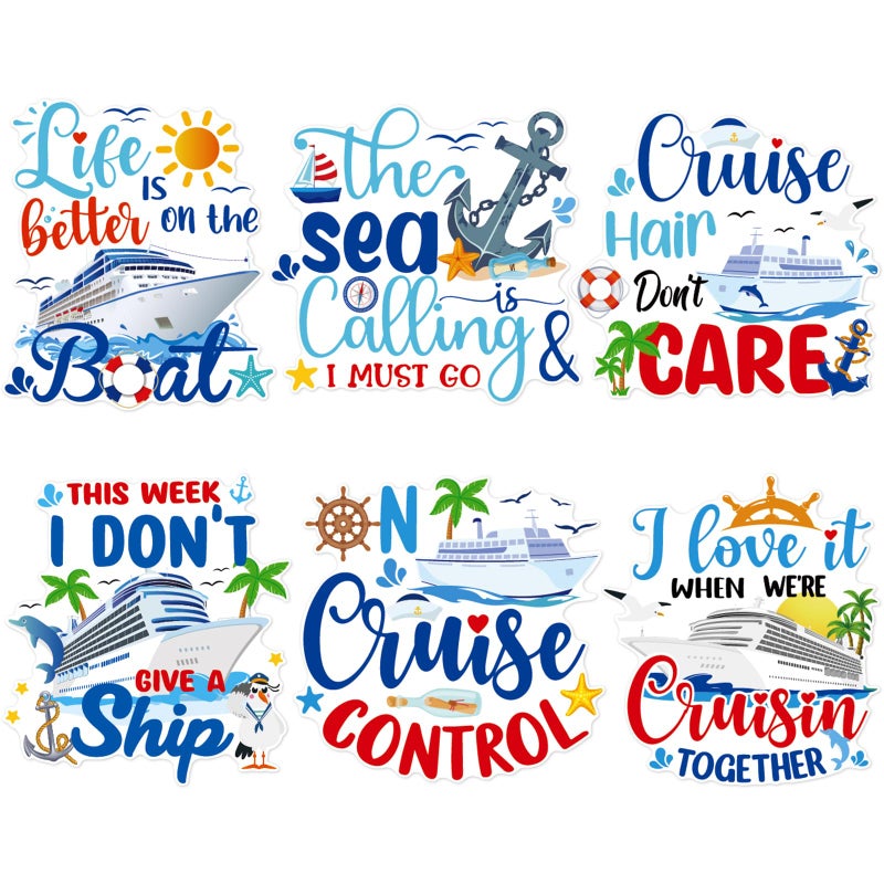 Dazoratix Cruise Door Decorations Magnetic - 6 Pcs Large Ship Cabin Magnets Stickers Anchor Tropical Magnet Palm Stateroom Accessories for Family Summer Party Carnival Refrigerator Decals Locker Decor - Image 1