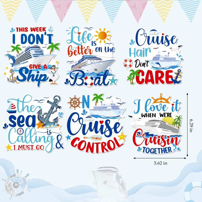 Dazoratix Cruise Door Decorations Magnetic - 6 Pcs Large Ship Cabin Magnets Stickers Anchor Tropical Magnet Palm Stateroom Accessories for Family Summer Party Carnival Refrigerator Decals Locker Decor - Image 2