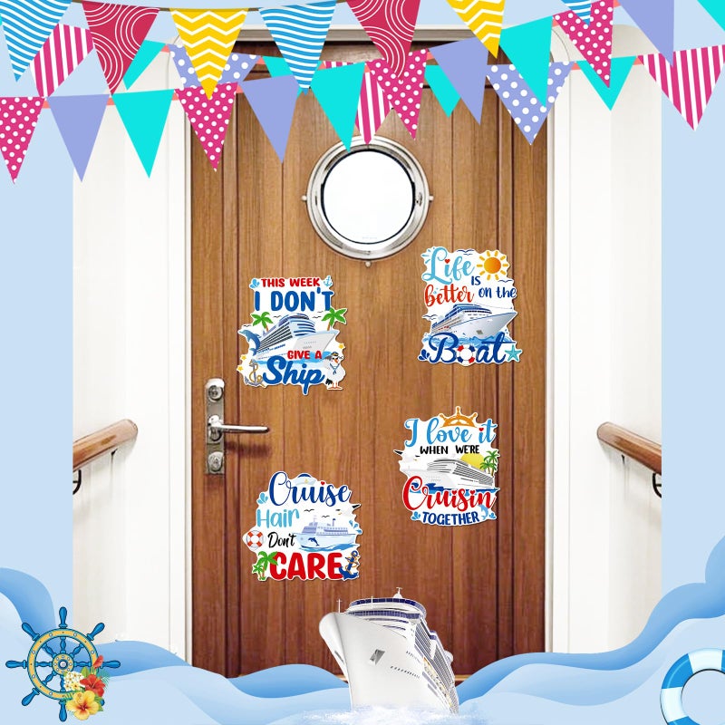 Dazoratix Cruise Door Decorations Magnetic - 6 Pcs Large Ship Cabin Magnets Stickers Anchor Tropical Magnet Palm Stateroom Accessories for Family Summer Party Carnival Refrigerator Decals Locker Decor - Image 4