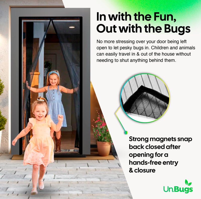 iGotTech UnBugs Magnetic Screen Door - Fits Doors up to 34 x 82 Inches Max (Item Size 36 x 83) - Pet & Kid Friendly Self-Closing - Hands Free Magnet Closure - Bugs Out & Breeze In - Image 3