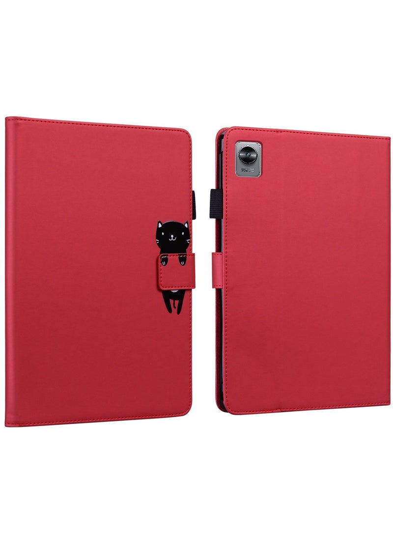 عام غطاء ريلمي باد ميني 8.7 - تصميم كرتوني لطيف قابل للطي، مقاوم للخدوش والصدمات مع حامل ذكي، غطاء واقي رفيع من PU الناعم مع حامل قلم وجيوب للبطاقات. - Image 1