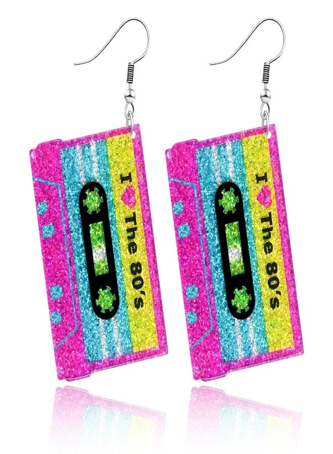 Nanafast 80s Earrings for Women Retro 90s Neon Acrylic Earrings Vintage Cassette Tape Style Jewelry 70s 80s 90s Outfits & Party Accessories for Women, Acrylic, No Gemstone - Image 1