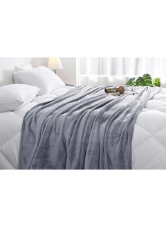 SKY-TOUCH SKY-TOUCH Twin Fleece Blanket : 270GSM Super Soft Lightweight Bed Blanket Plush Fuzzy Cozy Luxury Microfiber Throw Blanket for Home Office Dorm Bed Sofa Chair Couch Travel Camping (Grey 150 * 200cm)  - Image 4