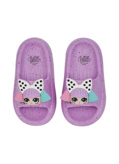 UrbanHaul UrbanHaul Girls Mga Lol Print Slip on Sliders For Kids Suitable for Daily Use :- Purple  - Image 3