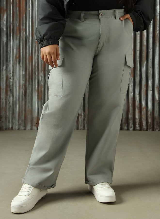 هاي ستار بنطلون هاي ستار بقصة عادية وخصر مرتفع للمقاسات الكبيرة - Image 1