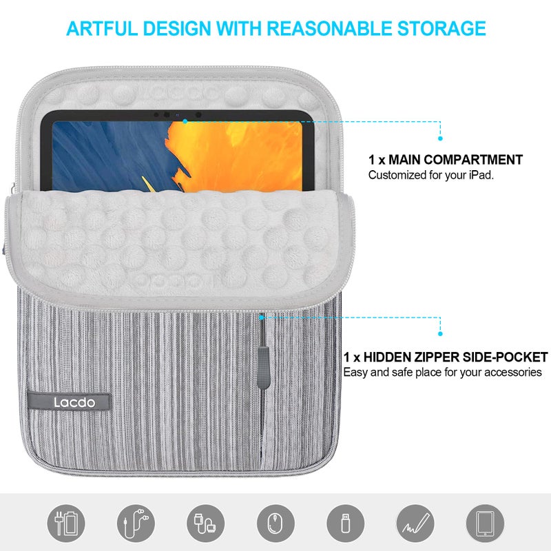 Lacdo iPad Mini 7 Sleeve, iPad Mini Case Bag, Tablet Sleeve Case for iPad Mini 7 (A17 Pro)/6/5/4/3/2, Samsung Galaxy Tab A7 Lite 8.7"/Galaxy Tab A 8.0" Protective Tablet Bag Water Repellent, Dark Gray - Image 4