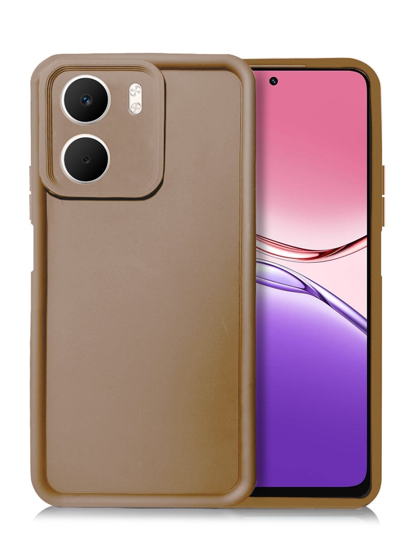 دبليو تيك غطاء حماية كامل بحواف مرتفعة وكاميرا لجهاز أوبو A5x 5G 2025 مصنوع من السيليكون السائل الناعم (MCRPSN) - بني - Image 1