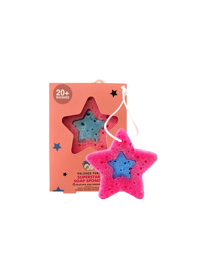 Polished Punk - Allnatural Soapinfused Sponge For Kids And Tweens Gentle On Skin 20+ Uses Peaches And Dreams - Image 1