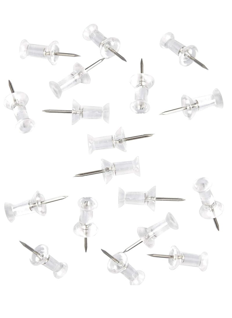 Generic 100-Pack Push Pins Tacks, Clear Plastic Head, Steel Point,Thumb Tacks for Wall Corkboard Map Calendar Photo -Home Office Craft Projects Heavy Duty Head Pin  - Image 1