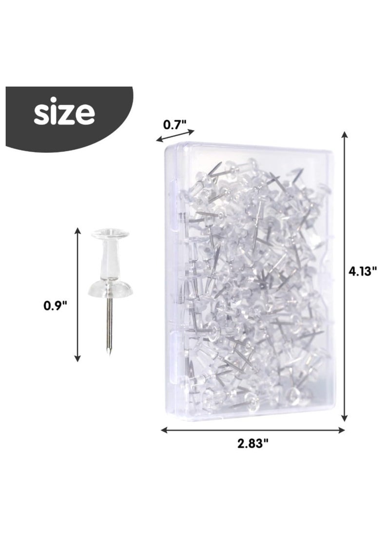 Generic 100-Pack Push Pins Tacks, Clear Plastic Head, Steel Point,Thumb Tacks for Wall Corkboard Map Calendar Photo -Home Office Craft Projects Heavy Duty Head Pin  - Image 2