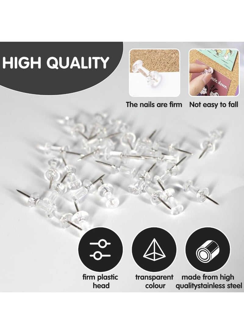 Generic 100-Pack Push Pins Tacks, Clear Plastic Head, Steel Point,Thumb Tacks for Wall Corkboard Map Calendar Photo -Home Office Craft Projects Heavy Duty Head Pin  - Image 5
