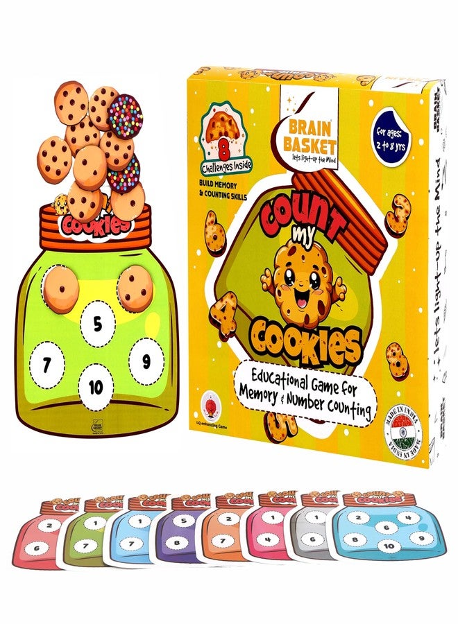 BRAIN BASKET Count My Cookies – Educational Mind & Brain Game for Kids 2-8 Years, Counting Memory Puzzle, Wooden Toy for Early Math Skills| Puzzle & Scrabble Game for Kids - Image 1