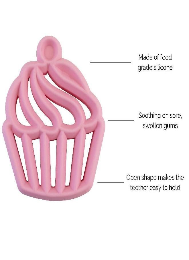 Itzy Ritzy - Itzy Ritzy Silicone Baby Teether - BPA-Free Infant Teether with Easy-to-Hold Design and Textured Back Side to Massage and Soothe Sore, Swollen Gums, Cupcake - Image 1
