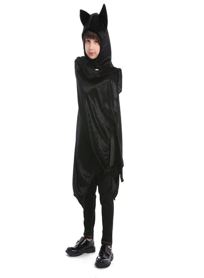 OLLULL Dress Up Costumes Cosplay Bat Cape with Hat for Kids Boys Girls Halloween hero Theme Party Favors Color Black 6-9 Years Old - Image 5