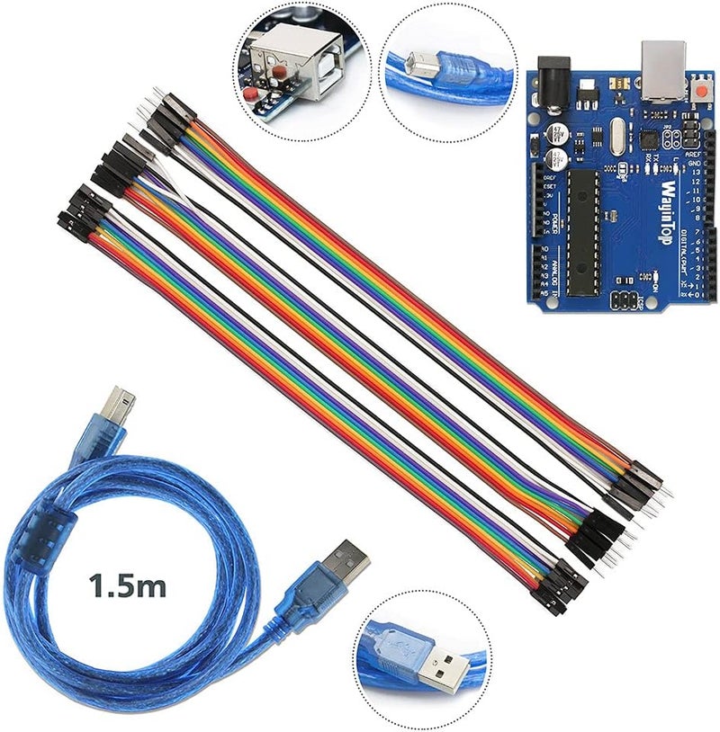 WayinTop طقم نظام الري التلقائي DIY، لوحة تطوير + مرحل 4 قنوات 5V + 4 حساس رطوبة تربة + 4 مضخة مياه صغيرة DC 3V 5V + أنبوب ماء PVC 5M + كابل توصيل - Image 5