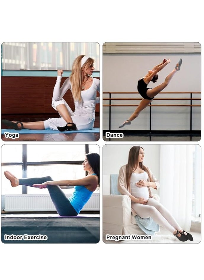 Necomi 4 Pairs Yoga Socks，Non-Slip Cotton Socks for Pilates Pure Barre Ballet Dance Socks Barefoot Workout Socks（Pink，Black，Grey, Blue）  - Image 4