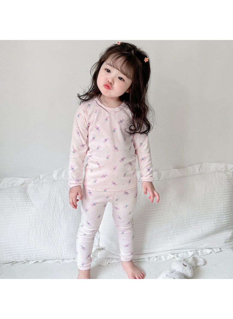 AUTOYSUR Baby Girls Boys Thermal Underwear Set Toddler Cotton Base Layer Soft Warm Jammies Pink  - Image 1