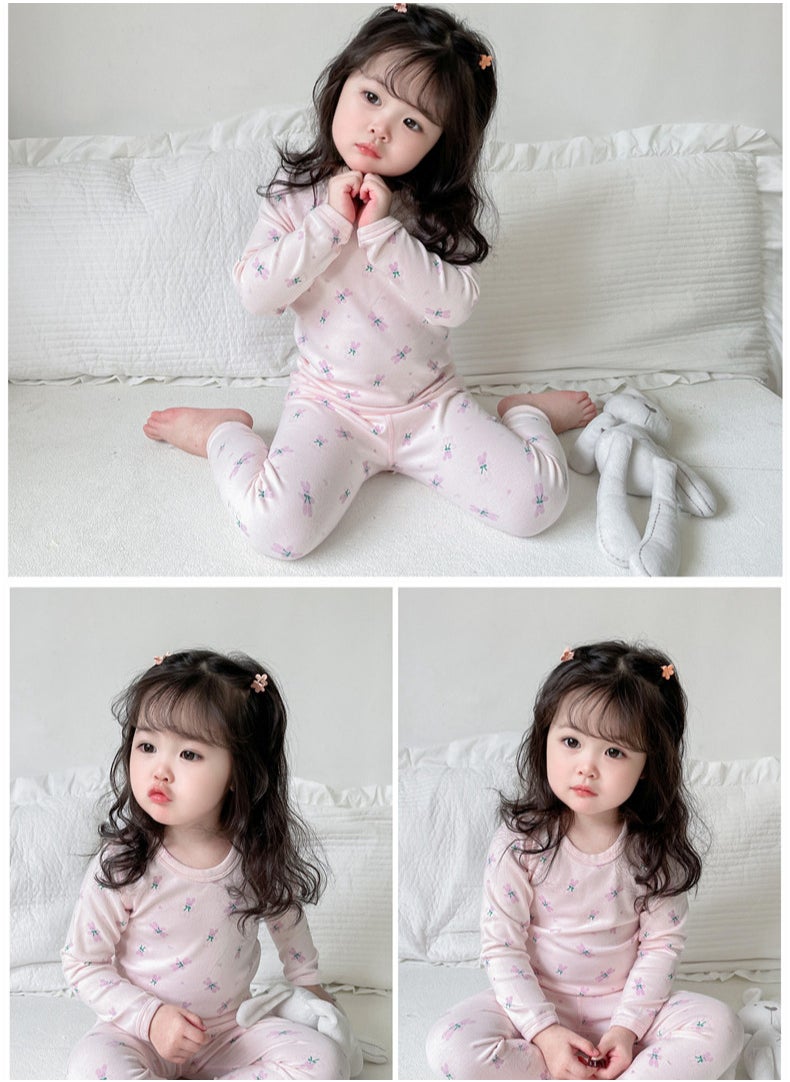 AUTOYSUR Baby Girls Boys Thermal Underwear Set Toddler Cotton Base Layer Soft Warm Jammies Pink  - Image 3